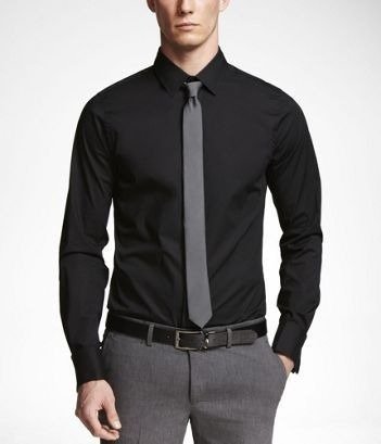 Black Shirt with Charcoal Grey Pants